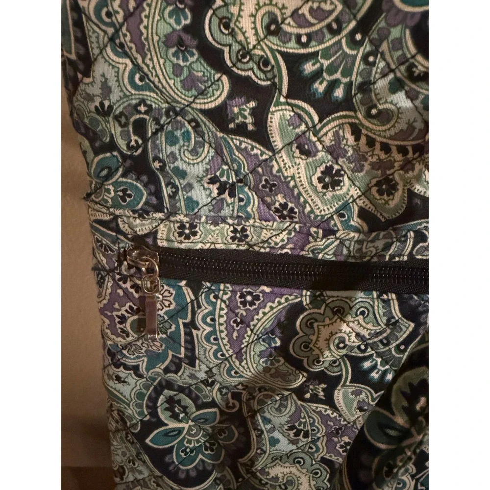 Raymond Waites‎ Quilted Laptop Bag Blue Purple Paisley Padded Tote Carrying Case
